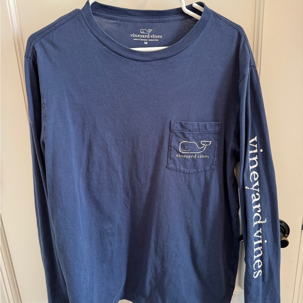 Vineyard Vines Navy Cotton long sleeve whale Tee